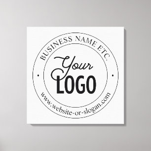 Easy Logo Replacement & Customizable Text   White Canvas Print
