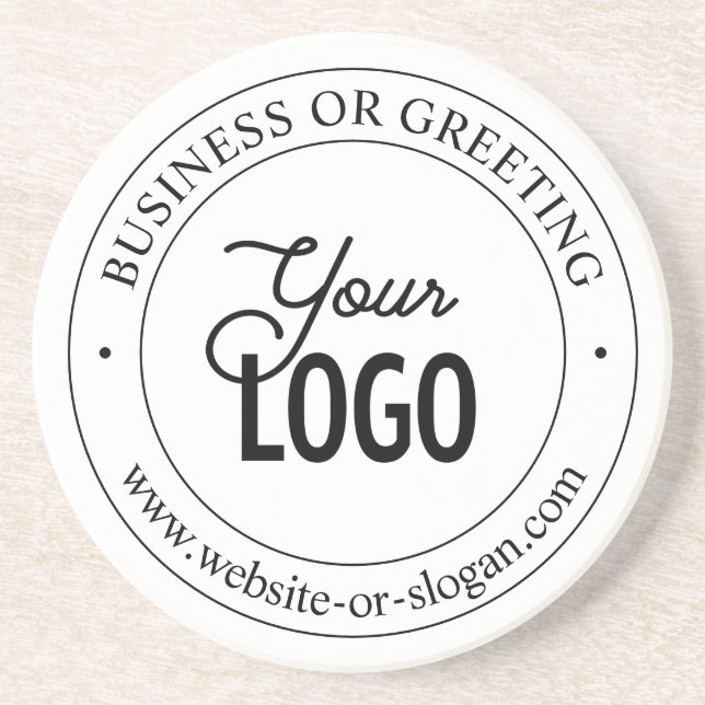 Easy Logo Replacement & Customizable Text | White Coaster (Front)