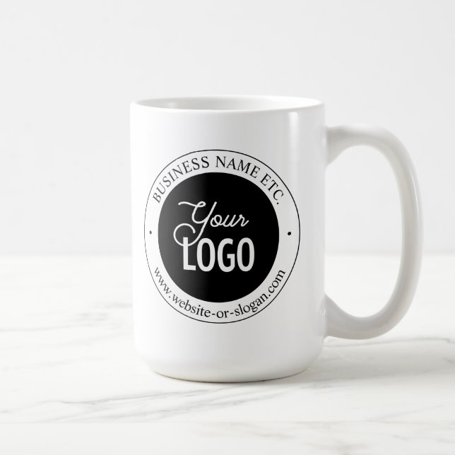 Easy Logo Replacement & Customizable Text | White Coffee Mug (Right)