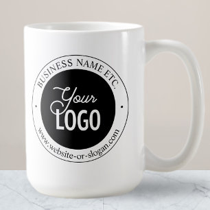Easy Logo Replacement & Customizable Text   White Coffee Mug