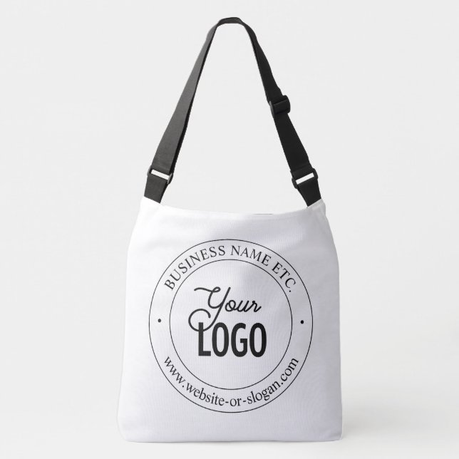 Easy Logo Replacement & Customizable Text | White Crossbody Bag (Front)