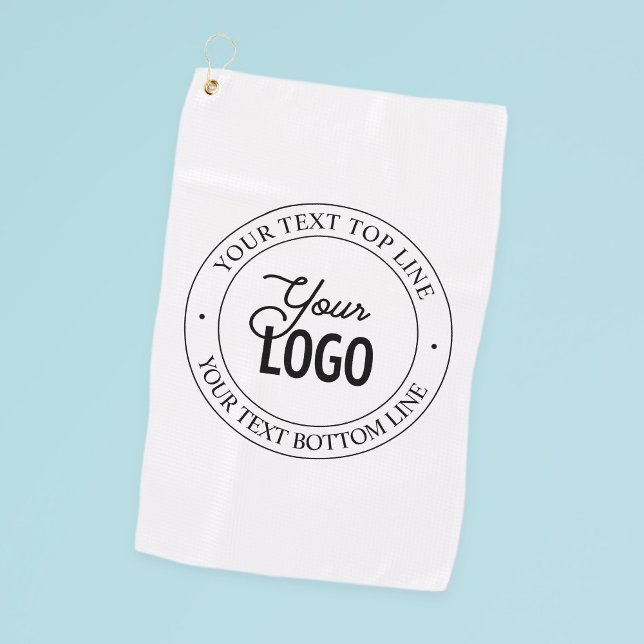 Easy Logo Replacement & Customizable Text | White Golf Towel (Creator Uploaded)