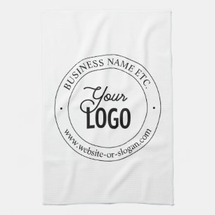 Easy Logo Replacement & Customizable Text   White Kitchen Towel