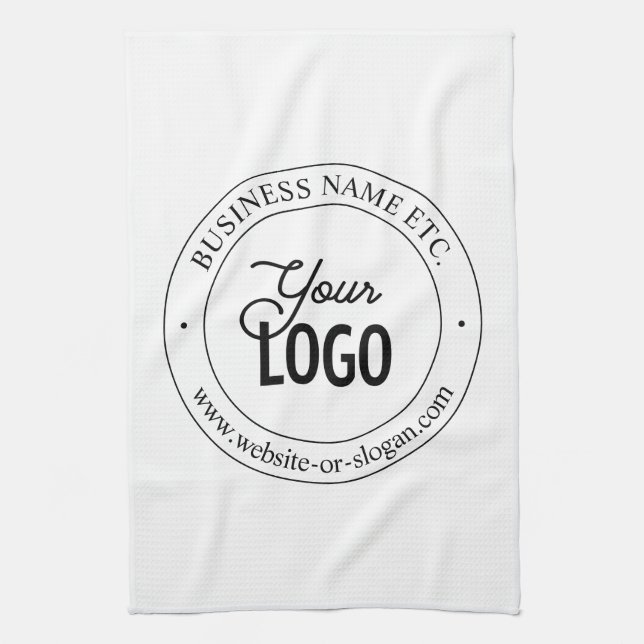 Easy Logo Replacement & Customizable Text | White Kitchen Towel (Vertical)