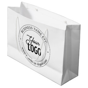 Easy Logo Replacement & Customizable Text   White Large Gift Bag