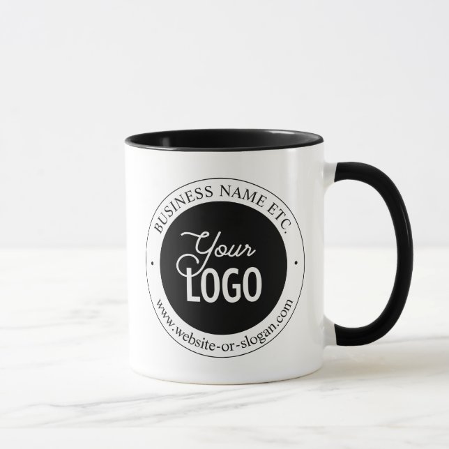Easy Logo Replacement & Customizable Text | White  Mug (Right)