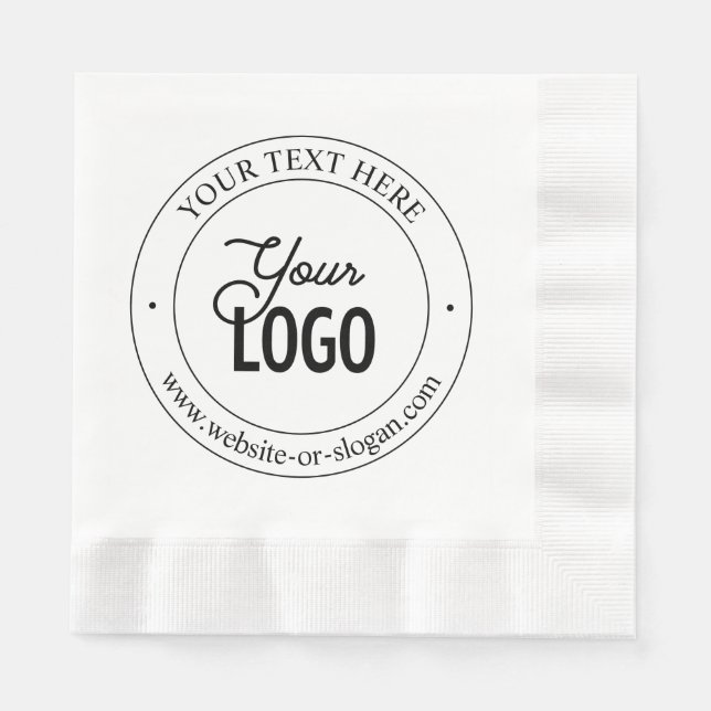 Easy Logo Replacement & Customizable Text | White Napkin (Front)