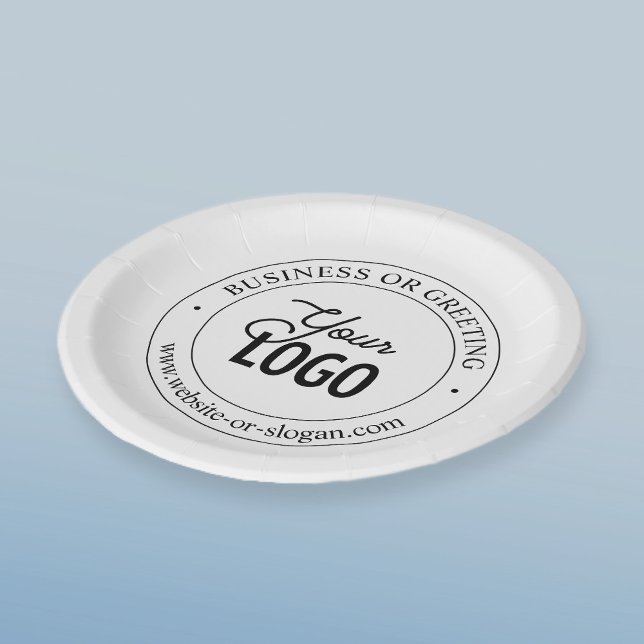 Easy Logo Replacement & Customizable Text | White Paper Plate (Creator Uploaded)