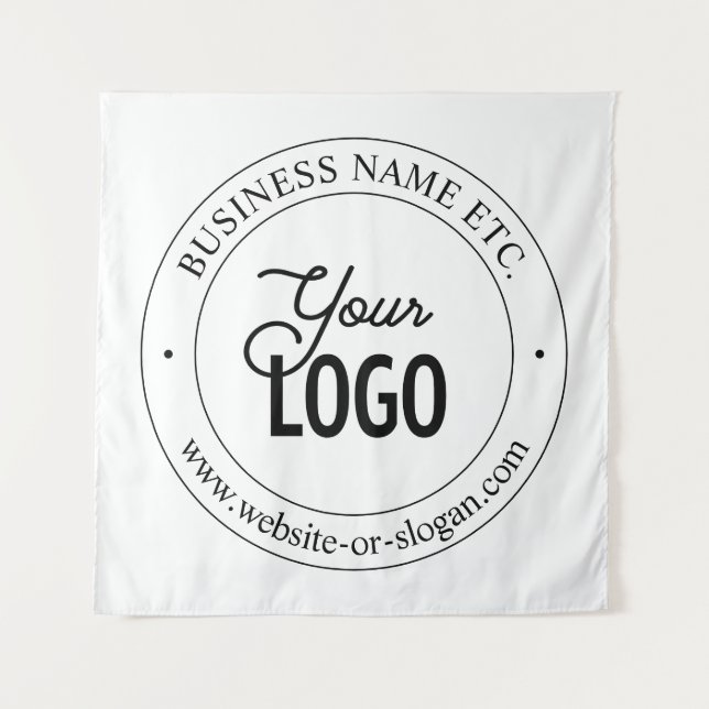 Easy Logo Replacement & Customizable Text | White Tapestry (Front)