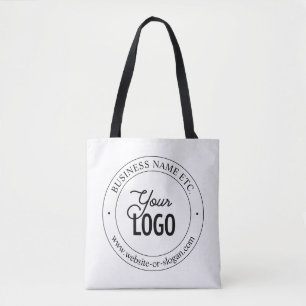 Easy Logo Replacement & Customizable Text White Tote Bag