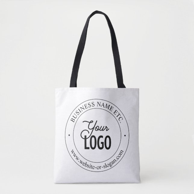Easy Logo Replacement & Customizable Text | White Tote Bag (Front)