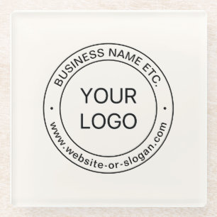 Easy Logo Replacement & Editable Text Off White Glass Coaster