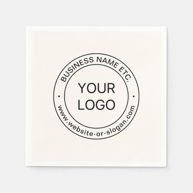 Easy Logo Replacement & Editable Text | Off White Napkin (Front)