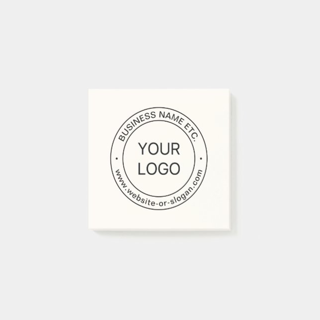 Easy Logo Replacement & Editable Text | Off White Post-it Notes (Front)