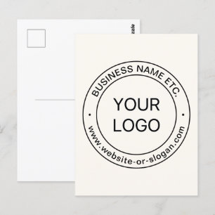 Easy Logo Replacement & Editable Text   Off White Postcard