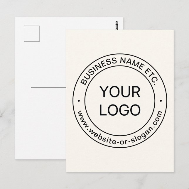 Easy Logo Replacement & Editable Text | Off White Postcard (Front/Back)
