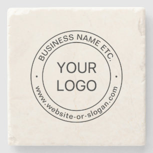 Easy Logo Replacement & Editable Text   Off White Stone Coaster