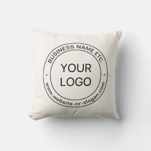 Easy Logo Replacement & Editable Text Off White Throw Pillow