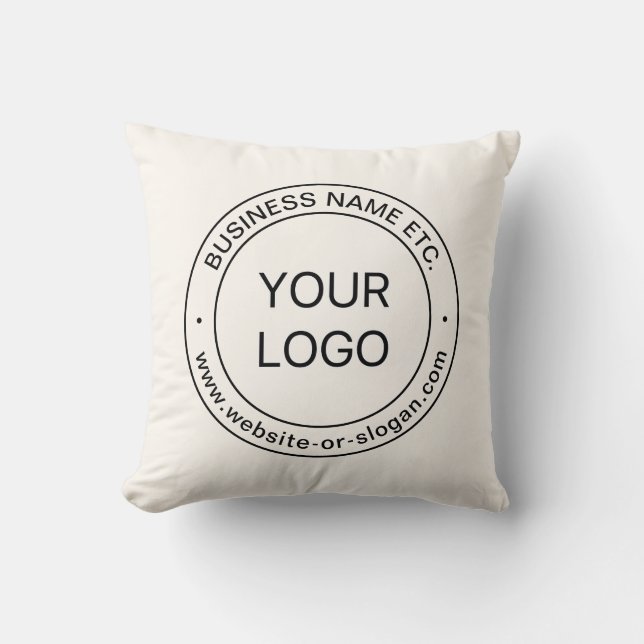 Easy Logo Replacement & Editable Text | Off White Throw Pillow (Front)
