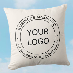 Easy Logo Replacement & Editable Text   Off White Throw Pillow