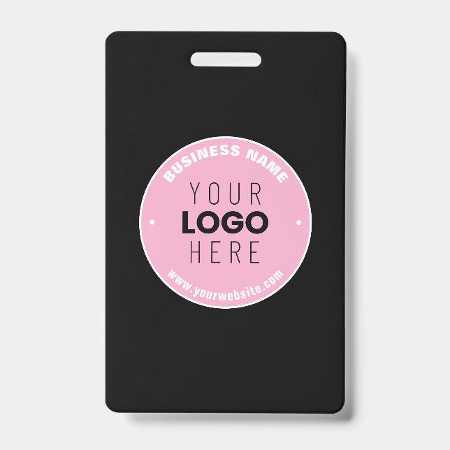 Easy Logo Replacement & Editable Text | Pink/DIY Badge (Front)