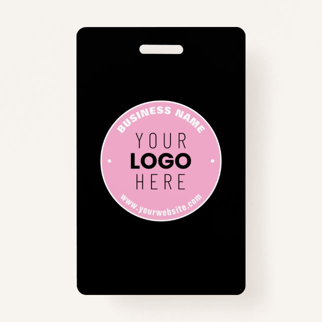 Easy Logo Replacement & Editable Text | Pink/DIY Badge (Front)