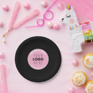Easy Logo Replacement & Editable Text   Pink/DIY Paper Plate