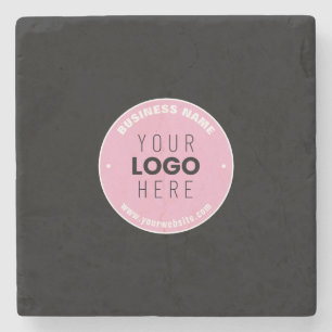 Easy Logo Replacement & Editable Text Pink/DIY Stone Coaster