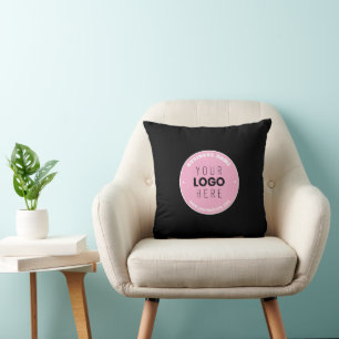 Easy Logo Replacement & Editable Text Pink/DIY Throw Pillow