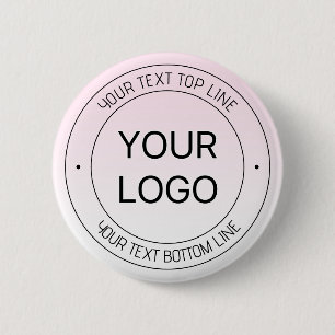 Easy Logo Replacement & Editable Text Pink Ombre 2 Inch Round Button
