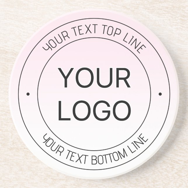 Easy Logo Replacement & Editable Text Pink Ombre Coaster (Front)