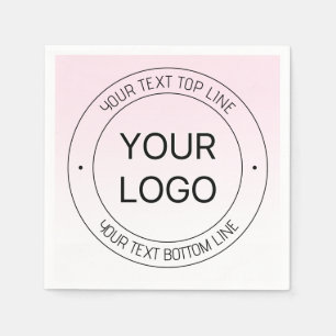 Easy Logo Replacement & Editable Text Pink Ombre Napkin