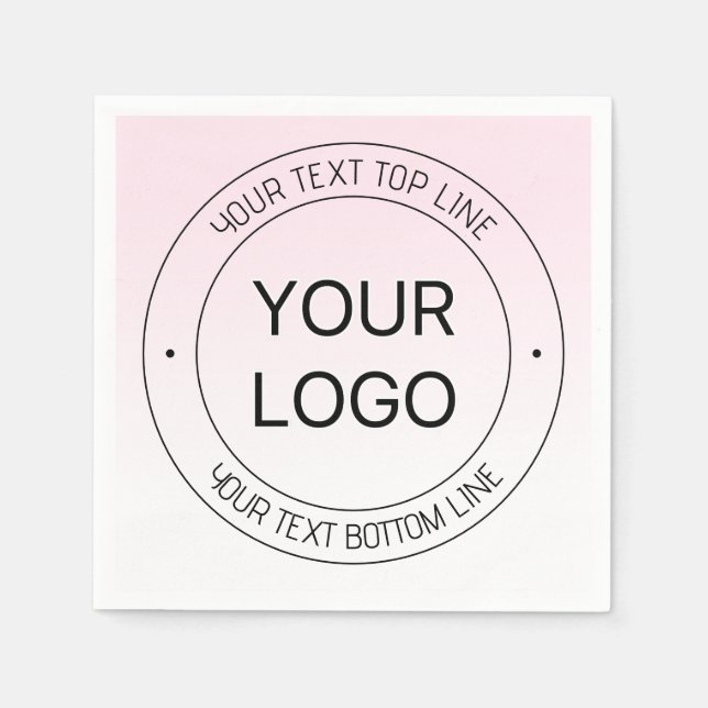 Easy Logo Replacement & Editable Text Pink Ombre Napkin (Front)