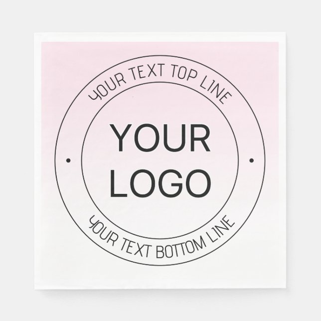 Easy Logo Replacement & Editable Text Pink Ombre Napkin (Front)