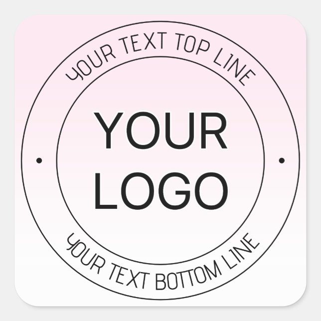 Easy Logo Replacement & Editable Text Pink Ombre Square Sticker (Front)