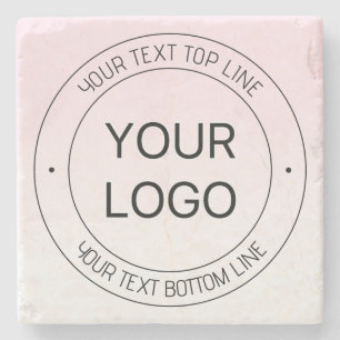 Easy Logo Replacement & Editable Text Pink Ombre Stone Coaster
