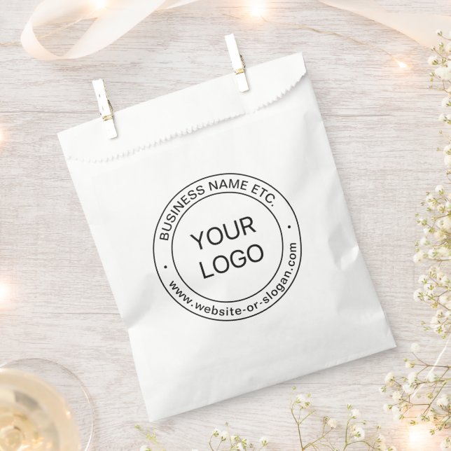 Easy Logo Replacement & Editable Text | White Favour Bag (Clipped)
