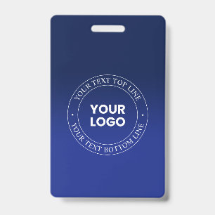 Easy Logo Replacement & Text   Dark Blue Gradient Badge