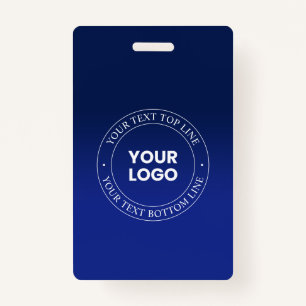 Easy Logo Replacement & Text Dark Blue Gradient Badge