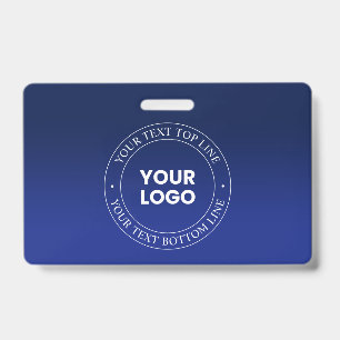 Easy Logo Replacement & Text   Dark Blue Gradient Badge