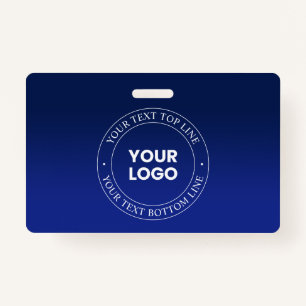 Easy Logo Replacement & Text Dark Blue Gradient Badge