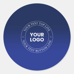 Easy Logo Replacement & Text   Dark Blue Gradient Classic Round Sticker