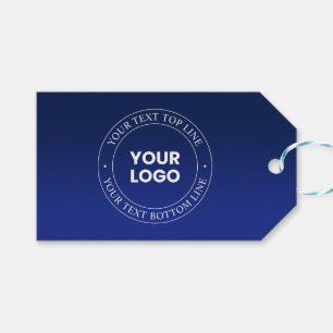 Easy Logo Replacement & Text   Dark Blue Gradient Gift Tags