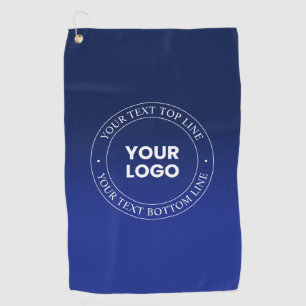Easy Logo Replacement & Text   Dark Blue Gradient Golf Towel