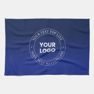 Easy Logo Replacement & Text   Dark Blue Gradient Kitchen Towel