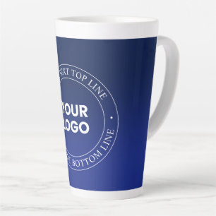 Easy Logo Replacement & Text   Dark Blue Gradient Latte Mug