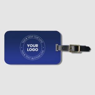 Easy Logo Replacement & Text   Dark Blue Gradient Luggage Tag