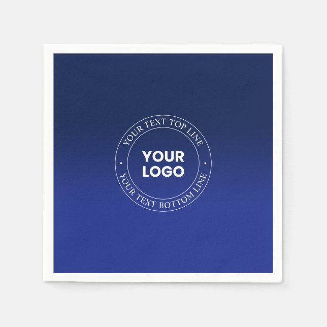 Easy Logo Replacement & Text | Dark Blue Gradient Napkin (Front)