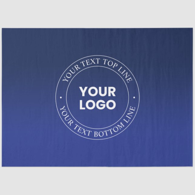 Easy Logo Replacement & Text | Dark Blue Gradient Tissue Paper (Front)