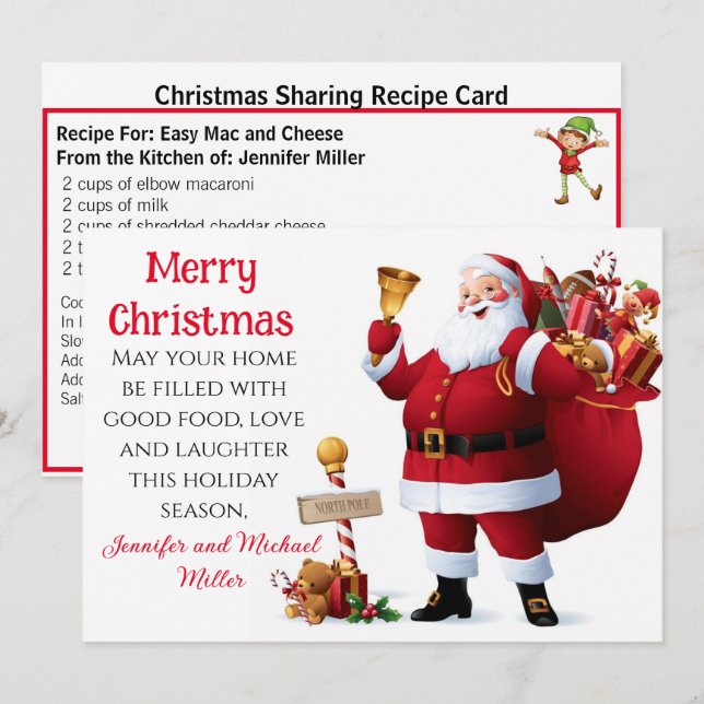 Easy Mac and Cheese Recipe Sharing Christmas Holiday Card (Front/Back)